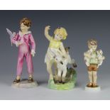 Three Royal Worcester figures - Three's Company 12cm, The Parakeet 3087 17cm and April 3416 15cm