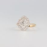 A yellow metal Edwardian style diamond cluster ring approx. 0.6ct, 2.9 grams, size L 1/2