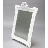 A 19th Century Continental rectangular plate mirror contained in a decorative grey frame