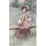 Robert Sauber (1868-1936), watercolour signed, "A Fair Young Maiden" 36cm x 21cm