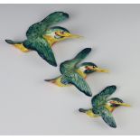 A set of 3 Beswick graduated Kingfisher wall mounts 29/1 (stuck wing), 29/2 and 29/3, 20cm, 15cm and