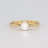 An 18ct yellow gold single stone brilliant cut diamond ring, approx. 0.5ct, 3.1 grams, size L, SI/2,