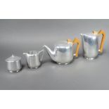 A 4 piece Picquot Ware tea service with teapot, hot water jug, cream jug and sugar bowl