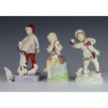 Three Royal Worcester figures - June 3456 15cm, November 3418 18cm (a/f) and December 3458 17cm