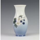 A Royal Copenhagen vase decorated with blackberries 288/2289 17cm