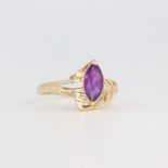 A 14ct yellow gold amethyst and diamond ring 2.6 grams, size Q