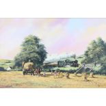 Alan King 1987, oil on canvas signed, "Harvest of Yesteryear" 49cm x 75cm with certificate This