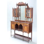 A Victorian inlaid mahogany chiffonier sideboard with raised mirrored back flanked by a pair of