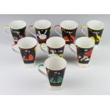 A set of 8 Wedgwood, Clarice Cliff limited edition of 4999 Age of Jazz mugs - Charleston,