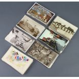 Two First World War embroidered postcards and other postcards