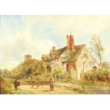 W J J C Bond (1833-1926), oil on board, monogrammed, figures before a country cottage, with Cider
