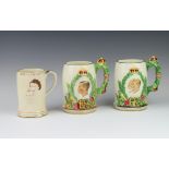 A Grimwades Royal Winton Edward VIII commemorative musical jug 15cm, ditto George V and Queen
