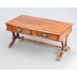 Charles Barr, a Georgian style inlaid and crossbanded rectangular mahogany coffee table, raised on
