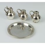 A novelty silver condiment in the form of Jersey cream jugs Birmingham 1956, together with a similar