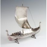 A silver plated model of a Norwegian tall boat with presentation inscription, engraved Joachin