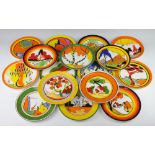 A set of 16 Wedgwood, Clarice Cliff limited edition Bizarre plates - Bridgewater, Farmhouse,