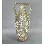 An amphora style twin handled garden urn 90cm h x 47cm diam.