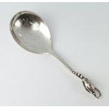 A Danish silver sifter spoon with fruit handle 22cm, 96 grams