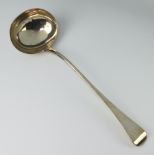 A William IV silver Old English pattern ladle with engraved crest London 1836, 222 grams