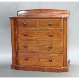 A Victorian mahogany bow front chest with raised back, fitted 2 short and 3 long drawers, on a