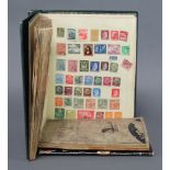 A Simplex green album of used world stamps - GB, Australia, USA, Newfoundland, India, Germany,
