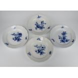 A set of four 19th Century Meissen blue and white plates decorated with flowers and butterflies 24.