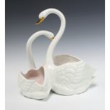 An Italian vintage jardiniere in the form of 2 swans 40cm