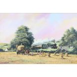 Alan King 1987, oil on canvas signed, "Harvest of Yesteryear" 49cm x 75cm with certificate
