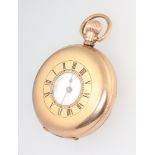A gentleman's 9ct yellow gold Waltham half hunter pocket watch with seconds at 6 o'clock, the case