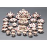 A Masons Ironstone Mandalay pattern dinner service comprising 8 tea cups (1 a/f), 8 saucers, 8 two