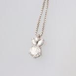 A white metal diamond pendant comprising a single brilliant cut stone 1.0ct, colour F/G VVS2,