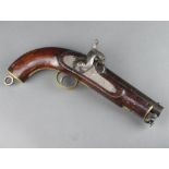 A Victorian Tower percussion coast guard/naval pistol with 15cm barrel, Tower Lock marked 1849,
