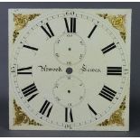 H T Wood of Lewes, an 18th Century square longcase clock dial with gilt spandrels, subsidiary dial