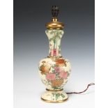 A modern Satsuma baluster vase decorated with flowers, converted to electricity 36cm