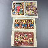 Four Jamini Roy Krishna Yashoda prints, unframed 52cm x 33cm