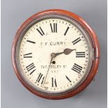 A fusee gut driven wall clock with 12cm brass back place, the 28cm painted dial with Roman