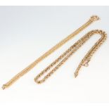 A 9ct yellow gold rope twist necklace and a ditto flat link bracelet, 10.9 grams