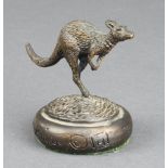 Eddie Hackman born 1933, a bronze figure of a kangaroo raised on a circular base 4cm x 3cm