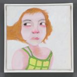 Siobhan Purdy, oil on canvas inscribed on verso "The Girl With Orange Hair" dated 2014 30cm x 30cm