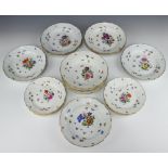 A matched set of Meissen dinnerware comprising 6 large plates 24cm, 6 small plates 20cm (1