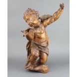 An 18th/19th Century carved limewood figure of an angel 60cm h x 40cm w Both hands and 1 foot are