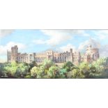 Max Hofler (1892-1963) oil on board, Windsor Castle, signed, unframed 20cm x 45cm