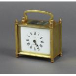 Eureka 20th Century French carriage timepiece with enamelled dial and Roman numerals contained in