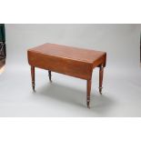 A Victorian mahogany Pembroke table fitted a frieze drawer, raised on turned supports 69cm h x 106cm