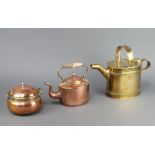 A Perry & Sons, Wolverhampton Victorian oval brass hot water carrier 22cm h x 28cm w x 12cm d, a