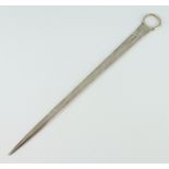 A George III silver skewer London 1809, 100 grams, 31cm The end is bent