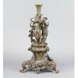 A 19th Century bronze three section epergne stand, possibly made up, supported by figures