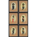A set of 6 early 20th Century oval silhouette miniatures of soldiers 16cm x 11cm