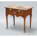 A 17th/18th Century oak side table fitted 3 drawers, raised on club supports 71cm h x 81cm w x