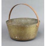 A 19th Century brass and steel preserving pan 27cm h x 29cm diam